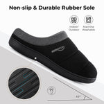 HomeTop Men's Quilted Slippers Cozy Soft Non-Slip De Velvet Memory Foam House Shoes