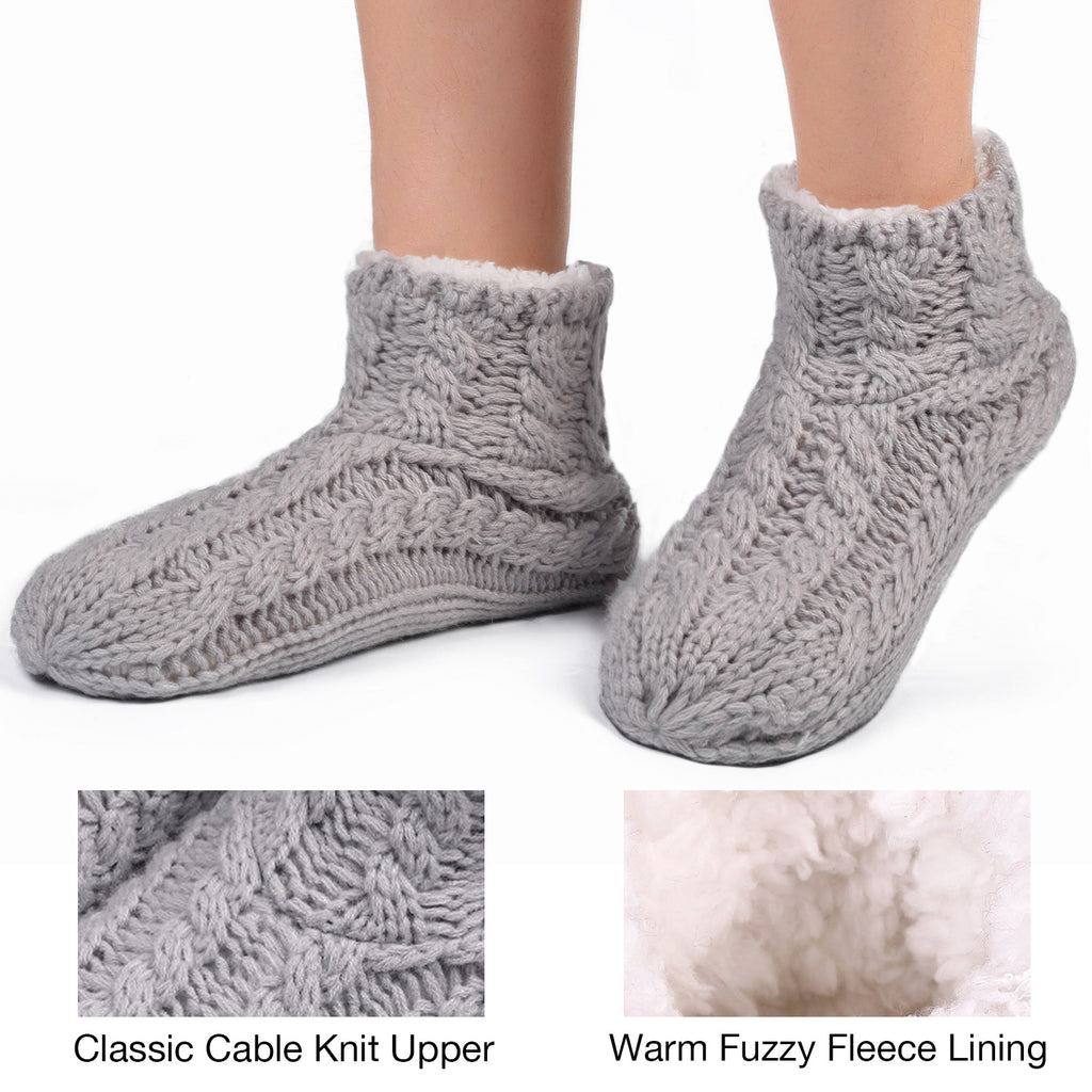 HUE Knit Faux Sherpa Slipper Socks