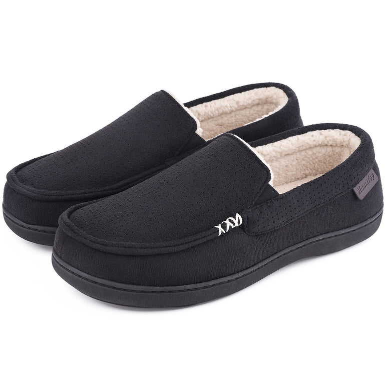 Men's Memory Moccasin Slippers Sherpa Anti Skid