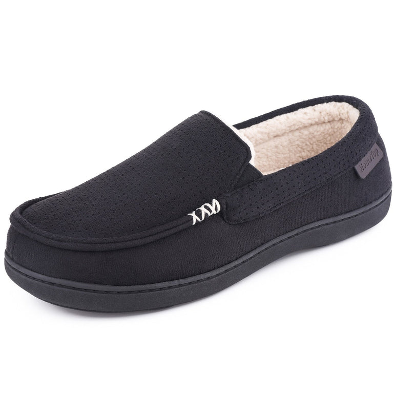 Men's Memory Moccasin Slippers Sherpa Anti Skid