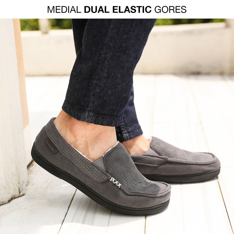 Men's Memory Moccasin Slippers Sherpa Anti Skid