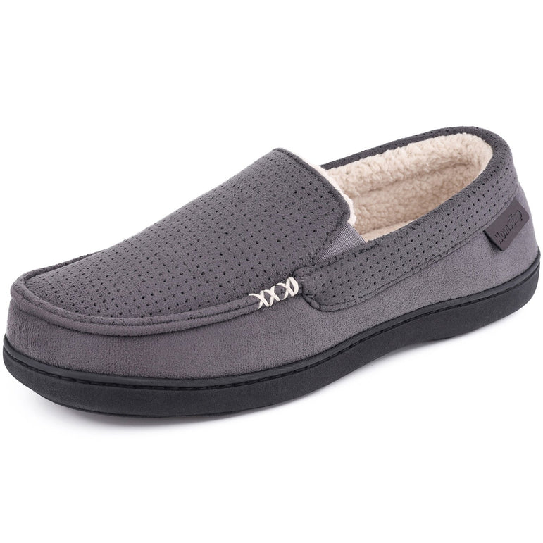 Men's Memory Moccasin Slippers Sherpa Anti Skid