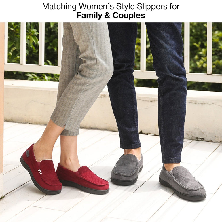 Men's Memory Moccasin Slippers Sherpa Anti Skid