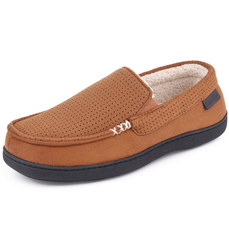 Men's Memory Moccasin Slippers Sherpa Anti Skid
