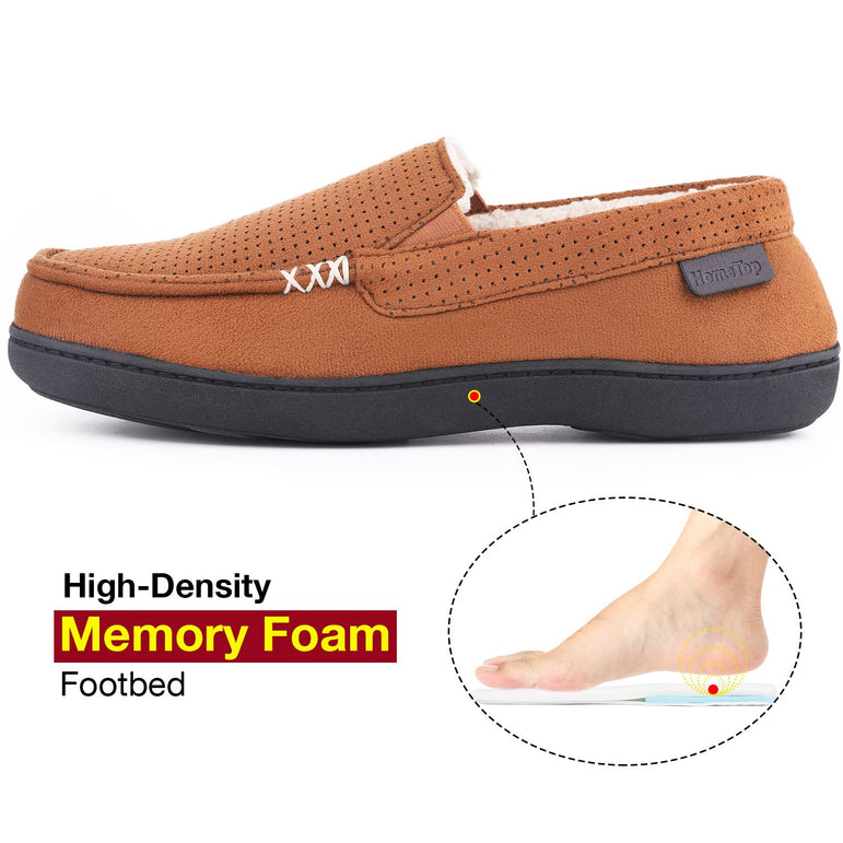 Men's Memory Moccasin Slippers Sherpa Anti Skid