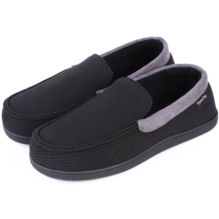 Men’s Breathable Cotton Knit Terry Cloth Moccasin Slipper