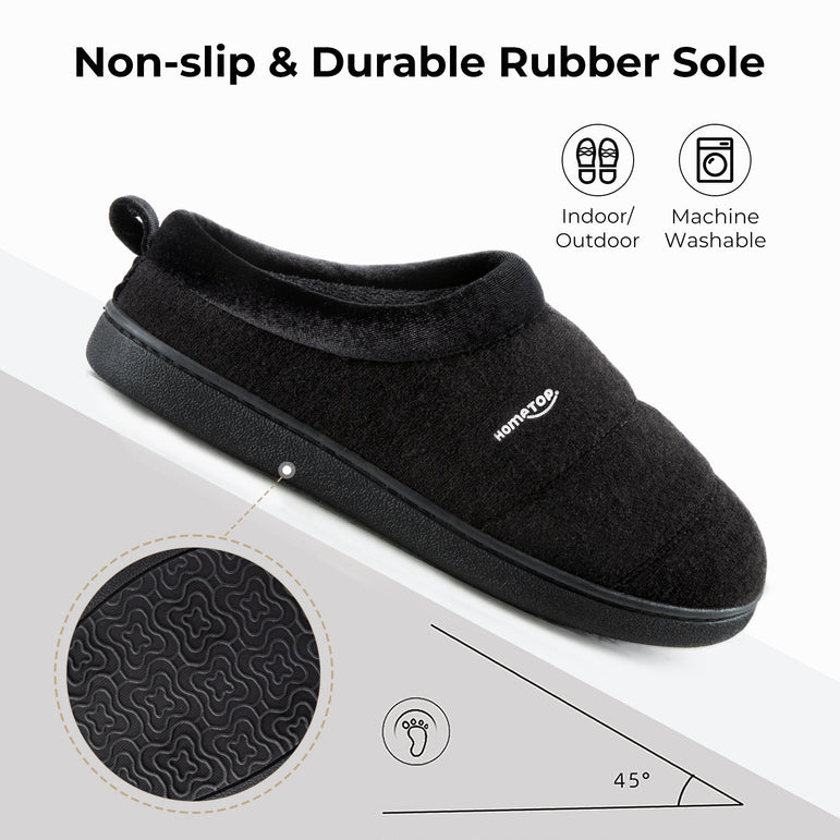 HomeTop Women's Comfy Quilted Slipper Soft Cashmere Like Slip on Memory Foam House Shoe
