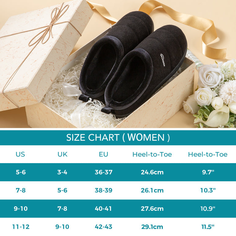 HomeTop Women's Comfy Quilted Slipper Soft Cashmere Like Slip on Memory Foam House Shoe
