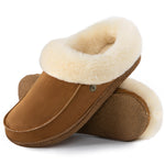 HomeTop Women's Comfy Moccasin Style Memory Foam Slip on Slippers Soft Micro Suede Clog House Shoes with Luxury Fuzzy Fur Collar