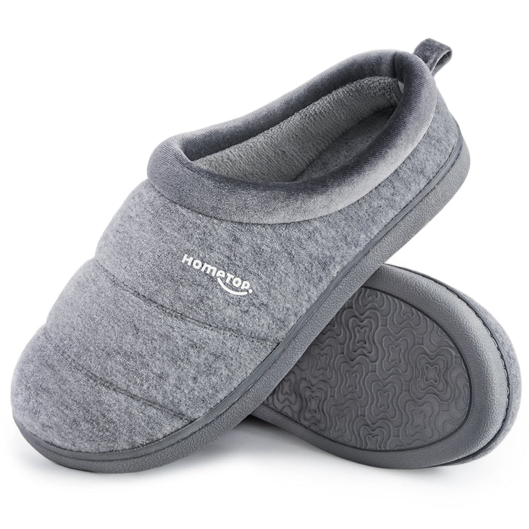 HomeTop Women's Comfy Quilted Slipper Soft Cashmere Like Slip on Memory Foam House Shoe