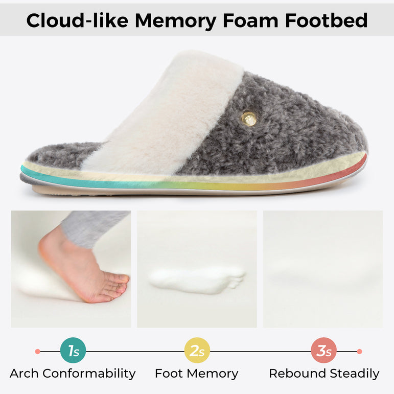 HomeTop Women's Cute Fuzzy Memory Foam Scuff Slippers Comfy Bedroom Lightweight Indoor House Shoes with Luxury Fluffy Collar