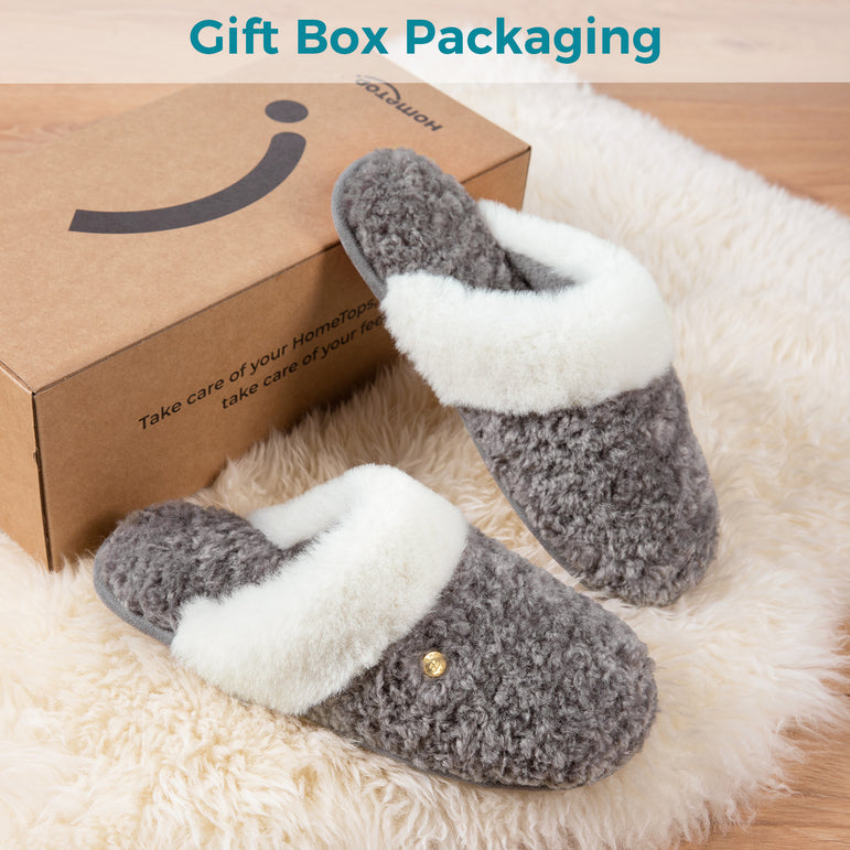 HomeTop Women's Cute Fuzzy Memory Foam Scuff Slippers Comfy Bedroom Lightweight Indoor House Shoes with Luxury Fluffy Collar