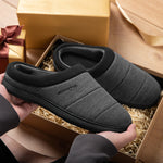 HomeTop Men's Quilted Slippers Cozy Soft Non-Slip De Velvet Memory Foam House Shoes