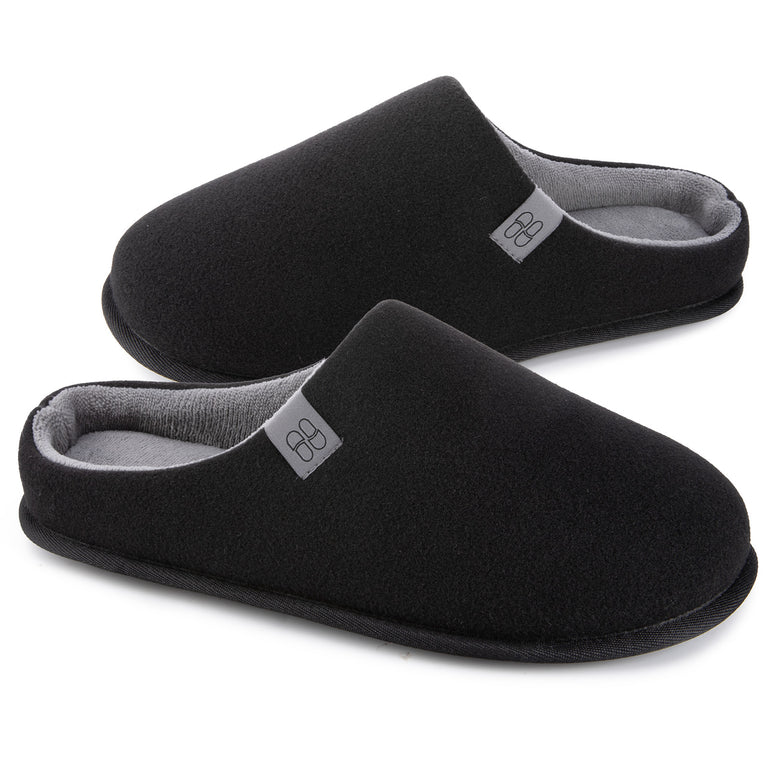 HomeTop Men's Wool-Like Slip-on Slippers with Coral Fleece Lining and Non-Slip Sole