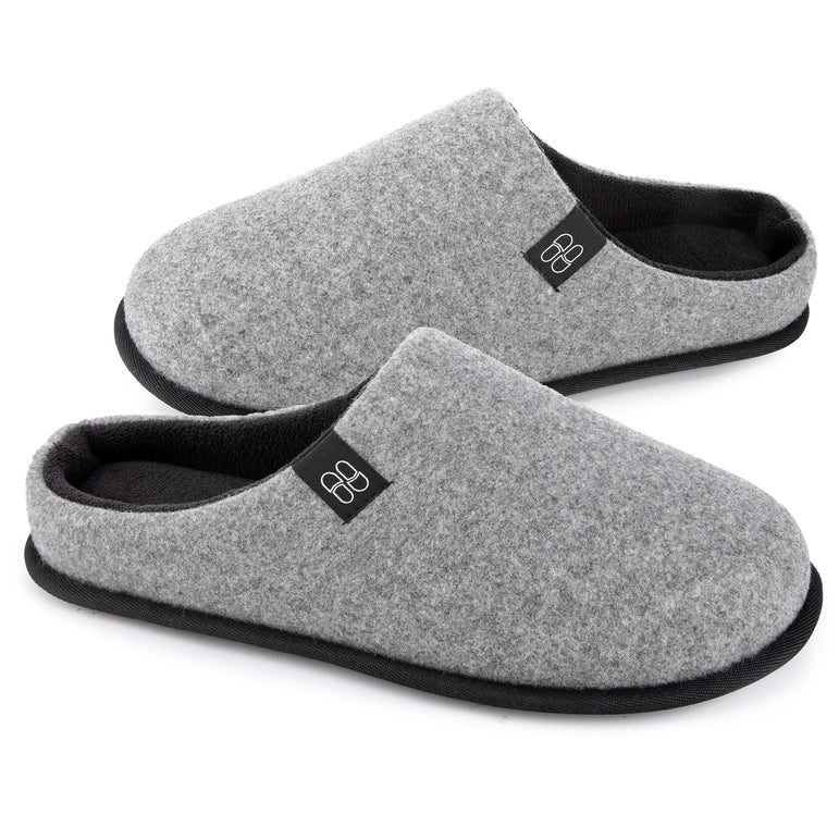 HomeTop Men's Wool-Like Slip-on Slippers with Coral Fleece Lining and Non-Slip Sole