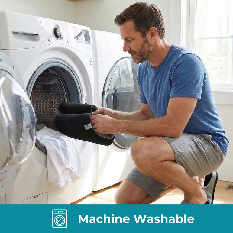 HomeTop Men's Wool-Like Slip-on Slippers with Coral Fleece Lining and Non-Slip Sole