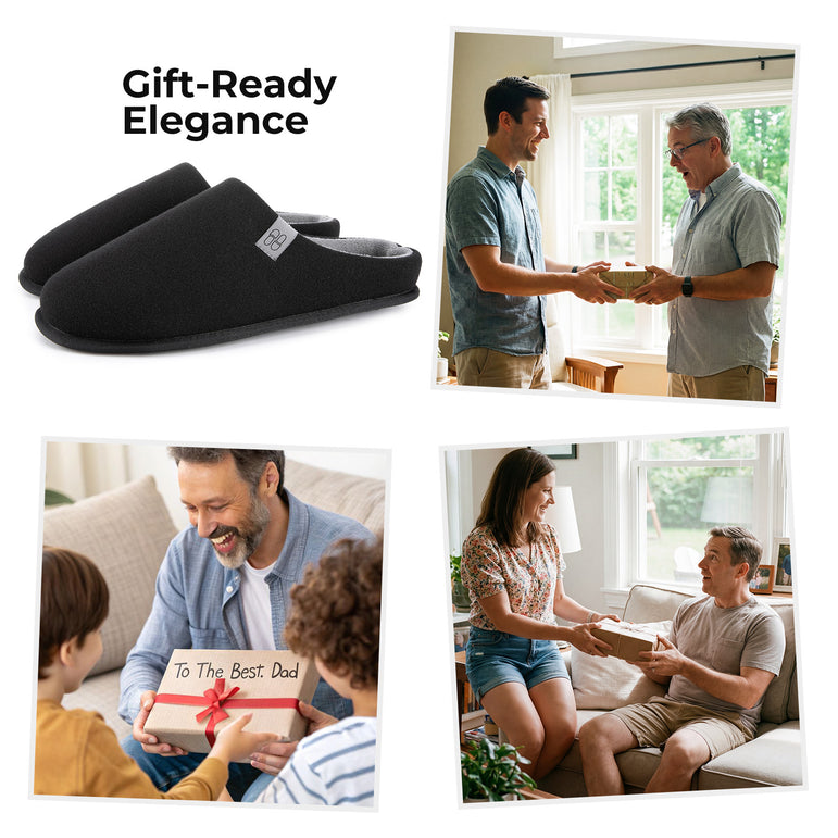 HomeTop Men's Wool-Like Slip-on Slippers with Coral Fleece Lining and Non-Slip Sole