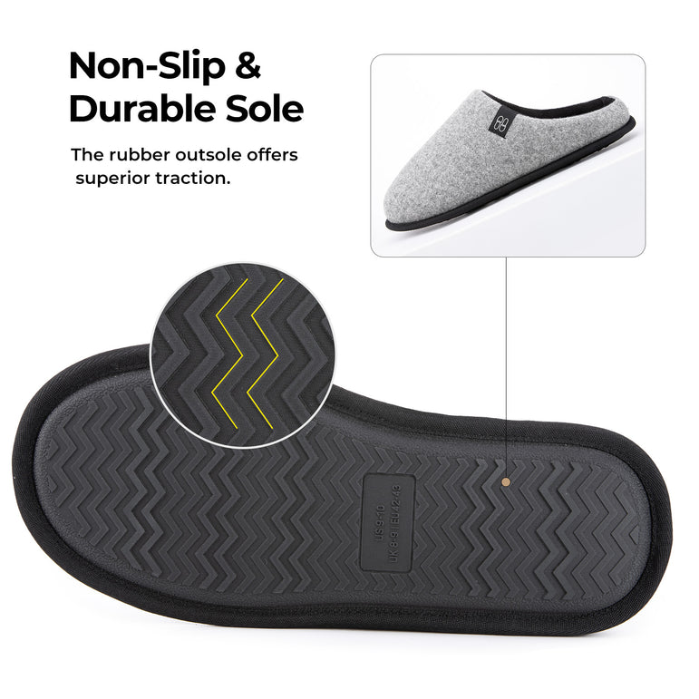 HomeTop Men's Wool-Like Slip-on Slippers with Coral Fleece Lining and Non-Slip Sole