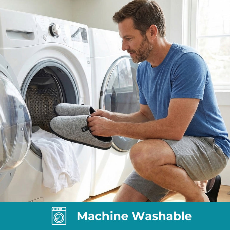 HomeTop Men's Wool-Like Slip-on Slippers with Coral Fleece Lining and Non-Slip Sole