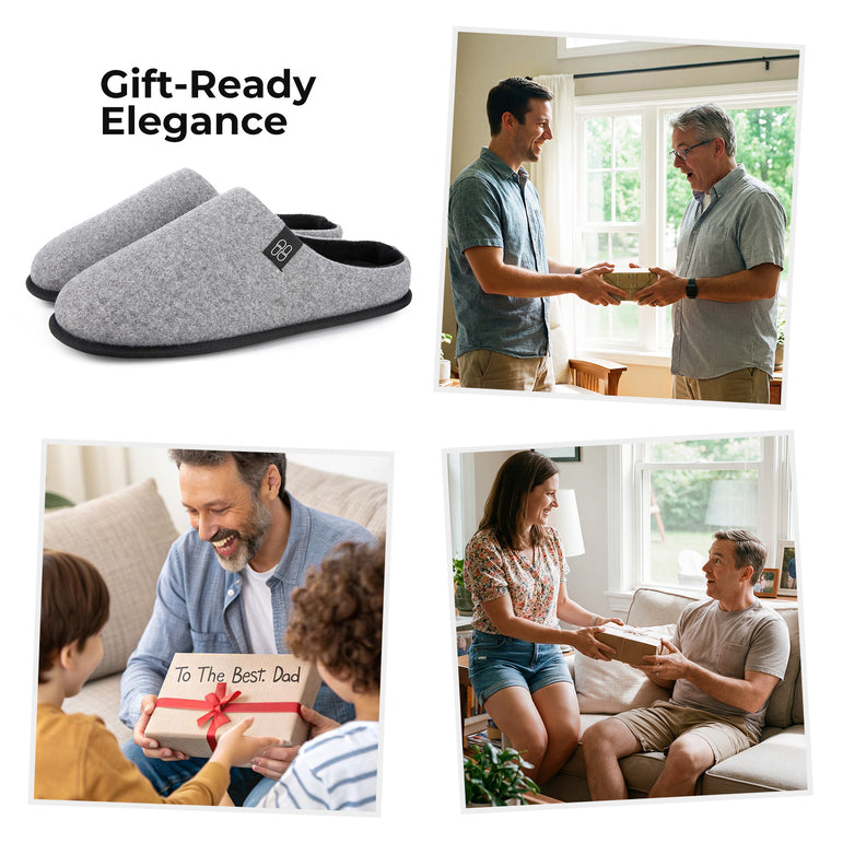 HomeTop Men's Wool-Like Slip-on Slippers with Coral Fleece Lining and Non-Slip Sole