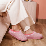 HomeTop Women's Comfy Quilted Slipper Soft Cashmere Like Slip on Memory Foam House Shoe