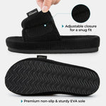 HomeTop Women's Corduroy Open Toe Slippers with Adjustable Closure Memory Foam