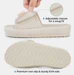 HomeTop Women's Corduroy Open Toe Slippers with Adjustable Closure Memory Foam