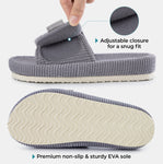 HomeTop Women's Corduroy Open Toe Slippers with Adjustable Closure Memory Foam