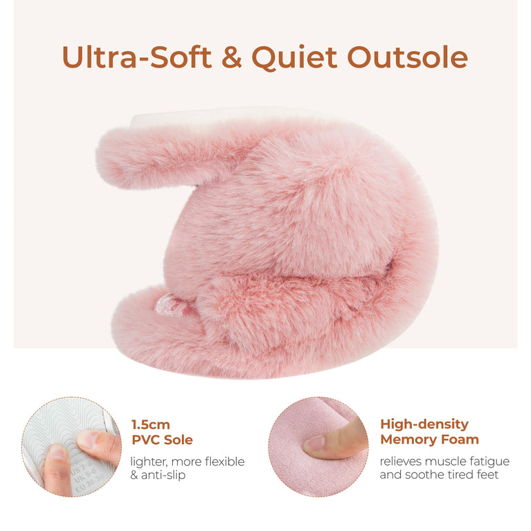 HomeTop Women's Fluffy Cross Band Open Toe Slippers