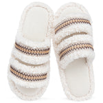 HomeTop Women's Fuzzy Open Toe Slippers Comfy Soft Memory Foam Indoor House Shoes