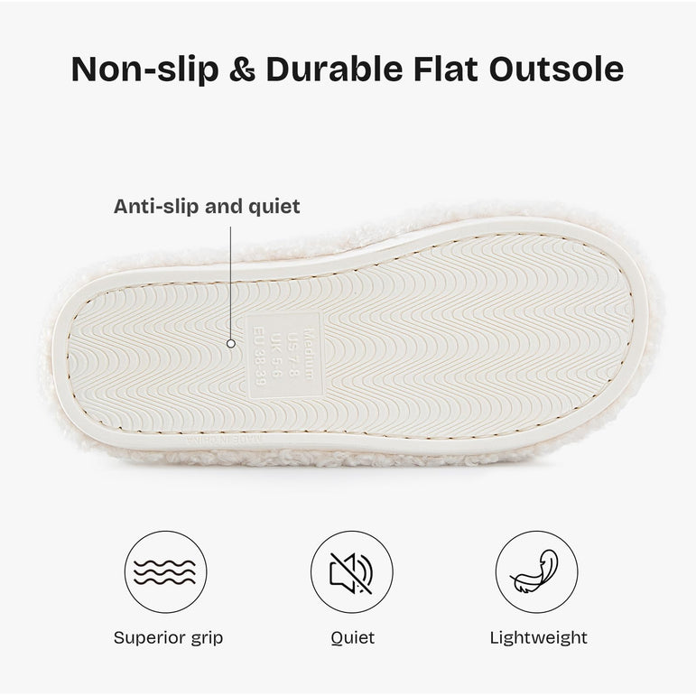 HomeTop Women's Fuzzy Open Toe Slippers Comfy Soft Memory Foam Indoor House Shoes