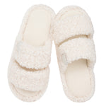 HomeTop Women's Fuzzy Open Toe Slippers Comfy Soft Memory Foam Indoor House Shoes