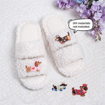HomeTop Women's Fuzzy Open Toe Slippers Comfy Soft Memory Foam Indoor House Shoes