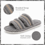 HomeTop Women's Fuzzy Open Toe Slippers Comfy Soft Memory Foam Indoor House Shoes
