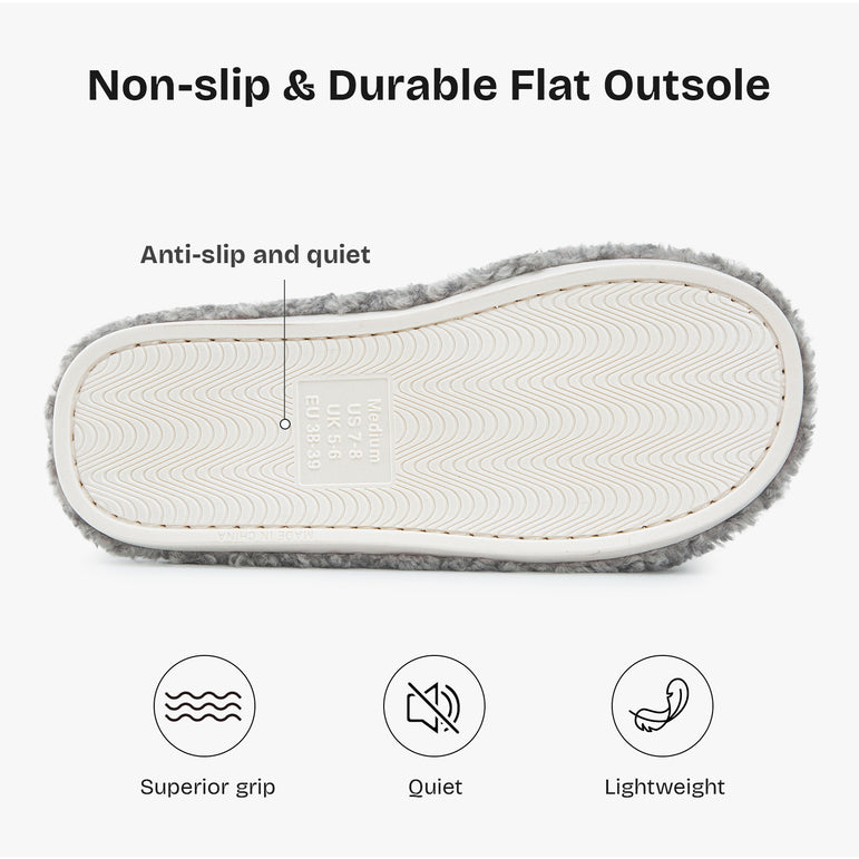 HomeTop Women's Fuzzy Open Toe Slippers Comfy Soft Memory Foam Indoor House Shoes