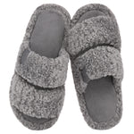 HomeTop Women's Fuzzy Open Toe Slippers Comfy Soft Memory Foam Indoor House Shoes