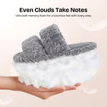 HomeTop Women's Fuzzy Open Toe Slippers Comfy Soft Memory Foam Indoor House Shoes