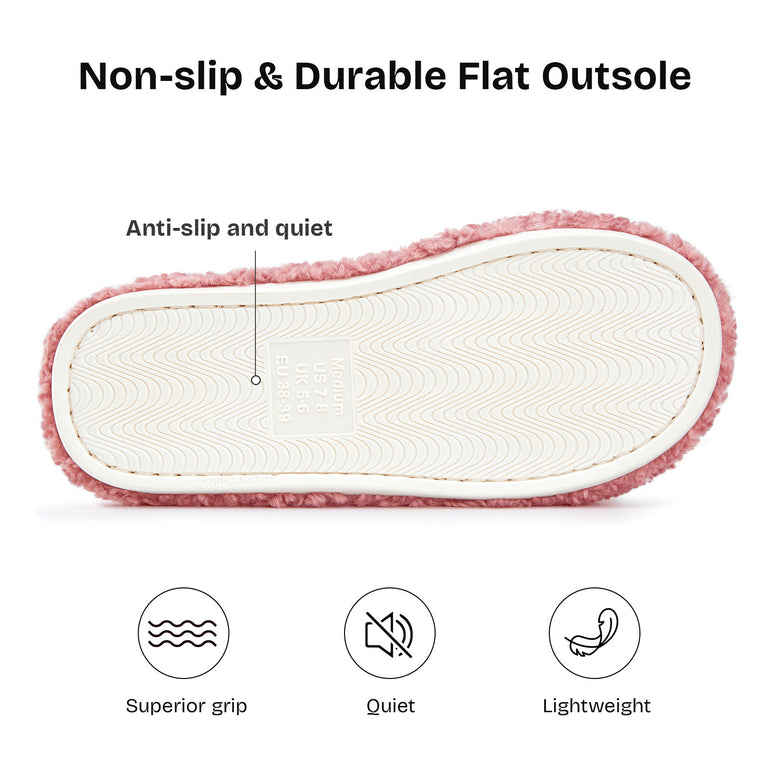 HomeTop Women's Fuzzy Open Toe Slippers Comfy Soft Memory Foam Indoor House Shoes