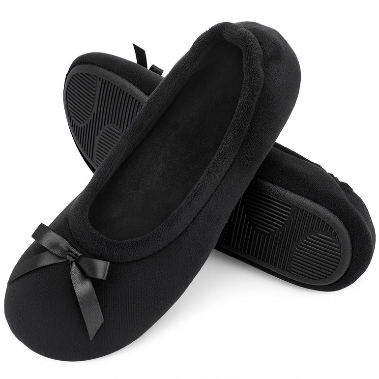 HomeTop Women's Soft Coral Fleece Ballet Slippers with Flexible Sole