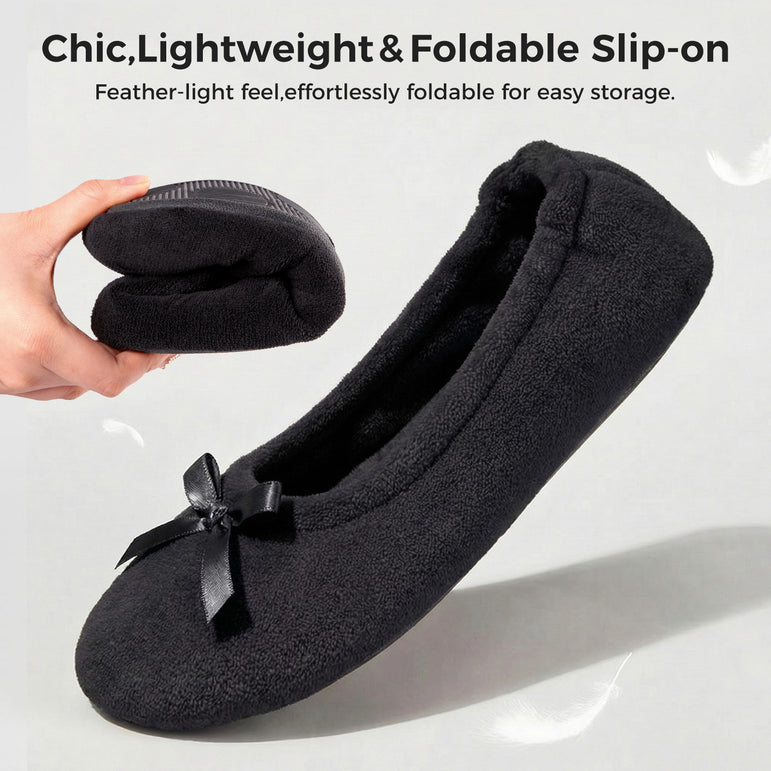 HomeTop Women's Soft Coral Fleece Ballet Slippers with Flexible Sole