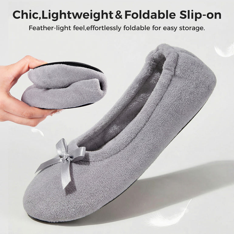 HomeTop Women's Soft Coral Fleece Ballet Slippers with Flexible Sole