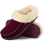HomeTop Women's Comfy Moccasin Style Memory Foam Slip on Slippers Soft Micro Suede Clog House Shoes with Luxury Fuzzy Fur Collar