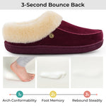 HomeTop Women's Comfy Moccasin Style Memory Foam Slip on Slippers Soft Micro Suede Clog House Shoes with Luxury Fuzzy Fur Collar