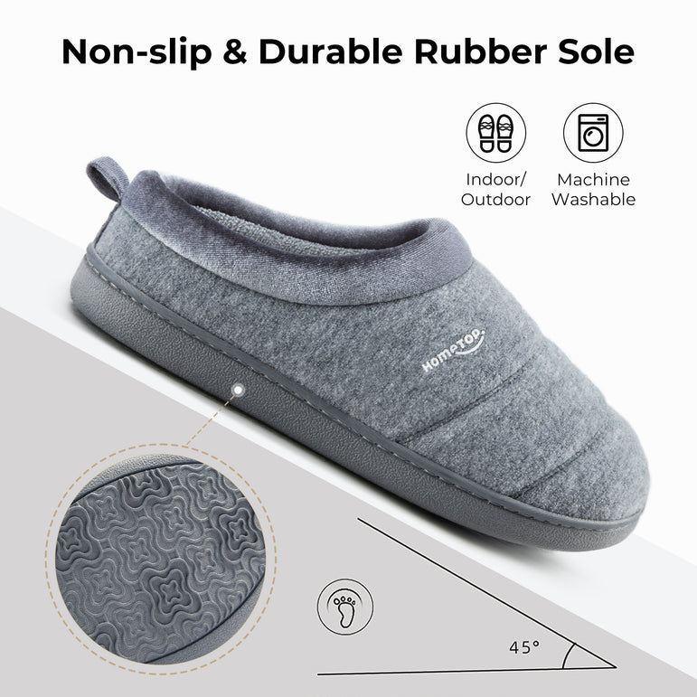 HomeTop Women's Comfy Quilted Slipper Soft Cashmere Like Slip on Memory Foam House Shoe