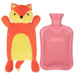 HomeTop Premium Classic Rubber Hot and Cold Water Bottle with Cute Stuffed Fox Cover (2L, Gray)
