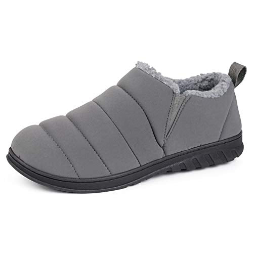 HomeTop Men's Comfy Insulated Quilted House Shoes with Memory Foam