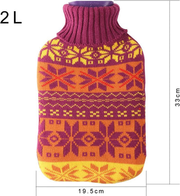 Large 2 Liter Hot Water Bottle with Knit Cover