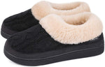 HomeTop Women's Cozy Cable Knit Memory Foam House Shoes Slipper with Fuzzy Plush Collar