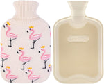Chic Flamingo Knit Cover and 2 Liter Classic Rubber Hot Water Bottle