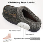 HomeTop Men's Fuzzy Quilted Woolen Fabric Memory Foam Moc Slippers